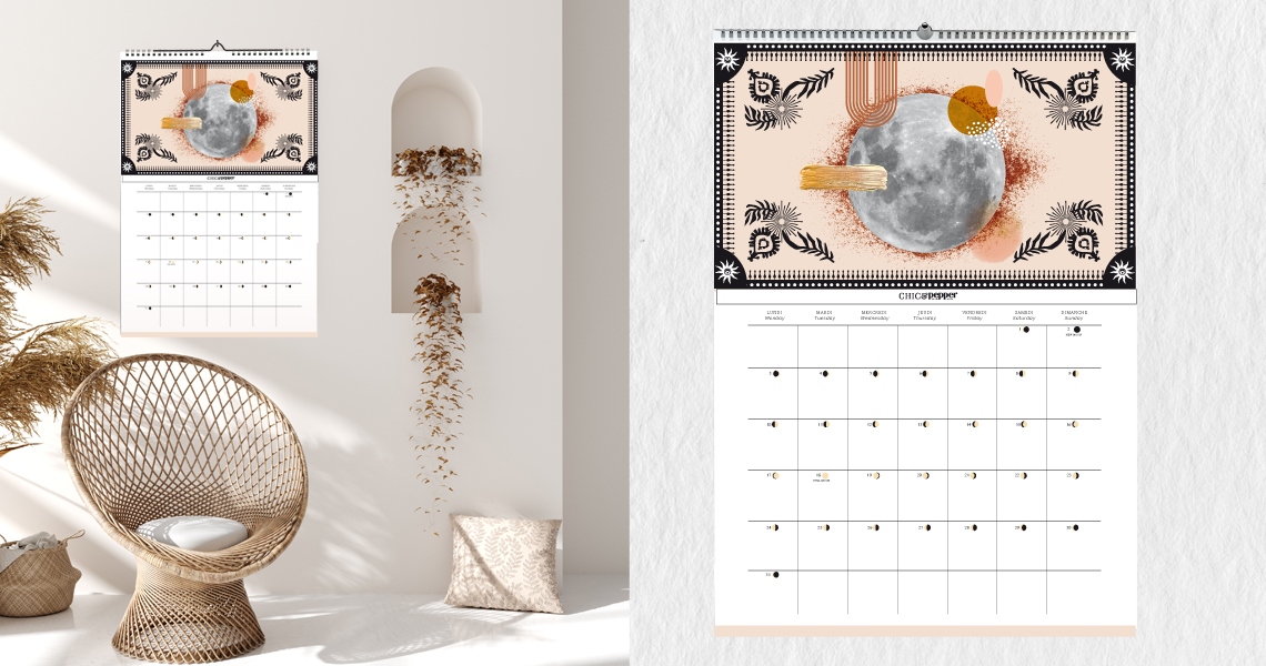 moon calendrier 2023 chic and Pepper